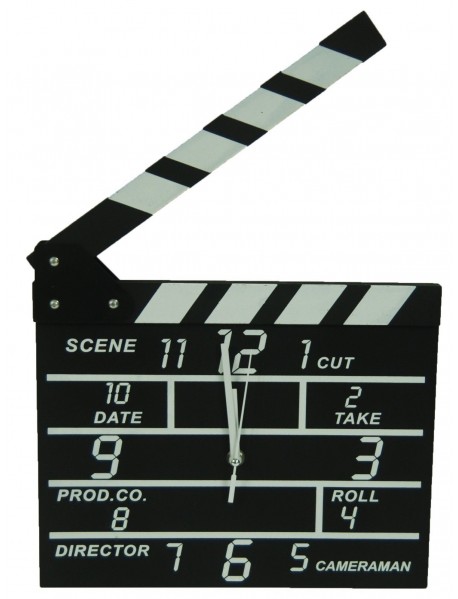 Clapperboard Clock Analog Klaket Duvar Saati