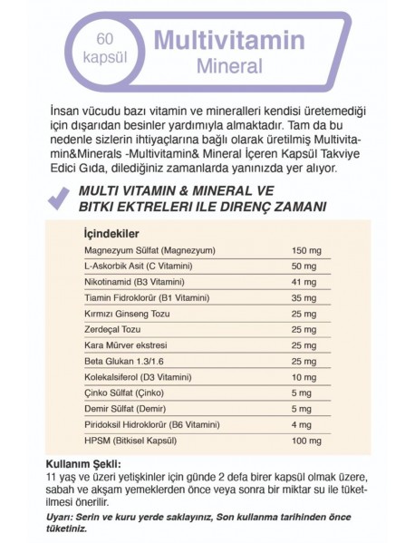 Multivitamin 500 Mg 60 Kapsül-mindivan